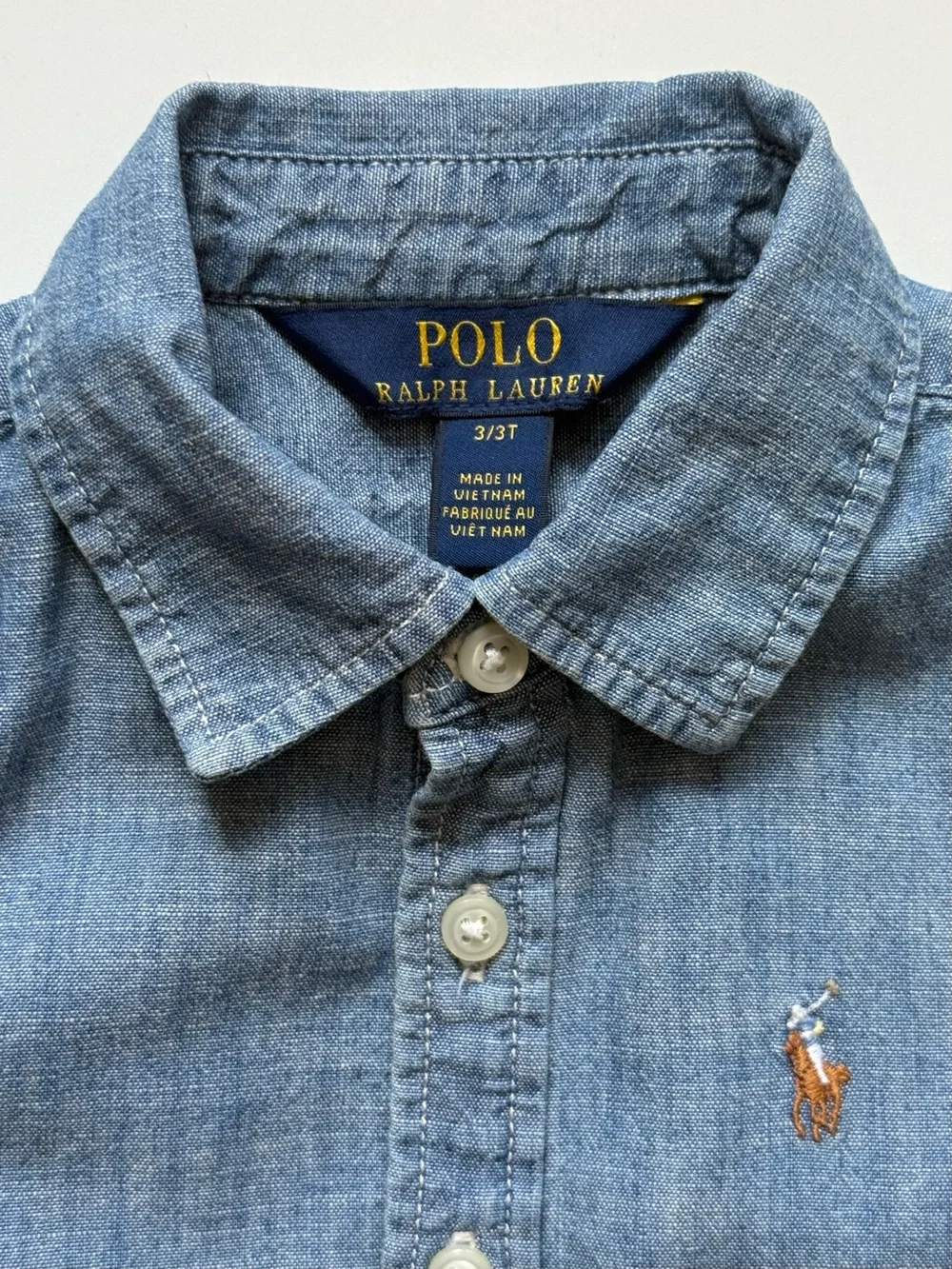 Polo Ralph Lauren Girls Belted Chambray Shirtdress - Size 3/3T